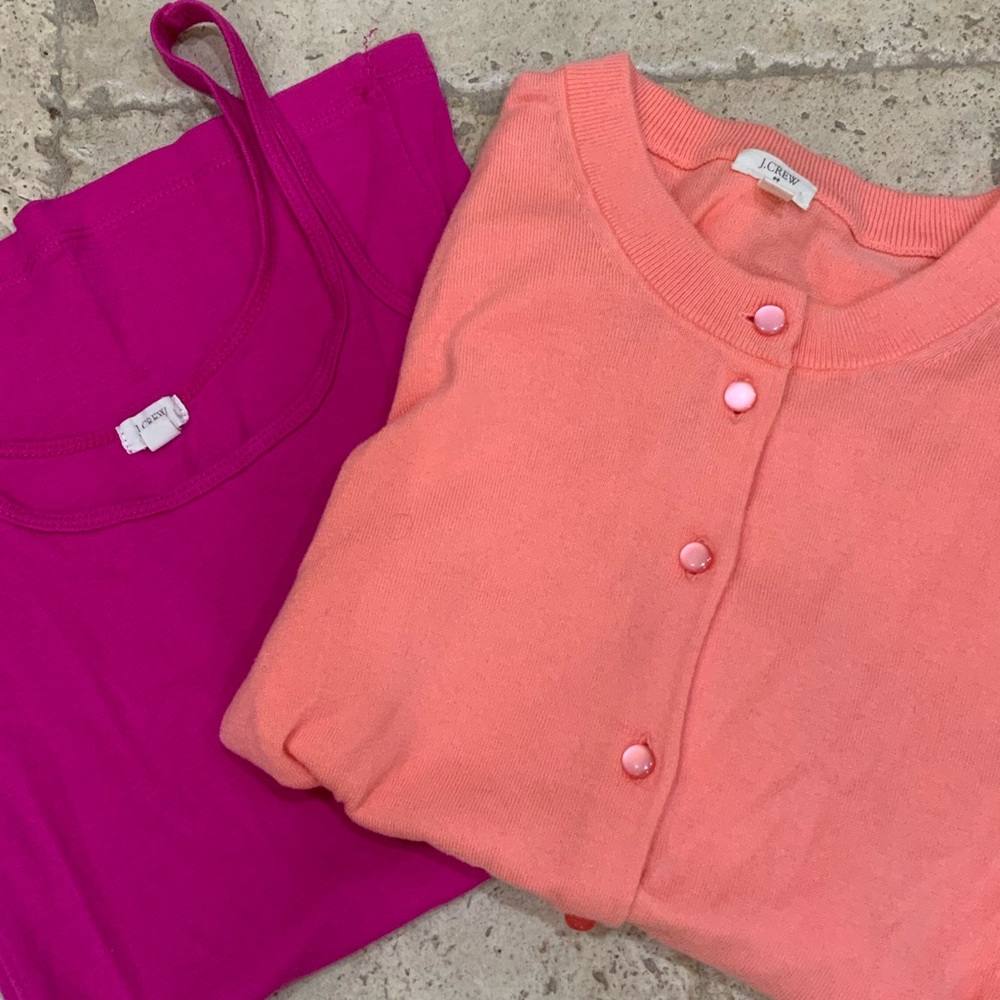 Bundle of 2 J.Crew Classic Jackie Cardigan with Perfect-fit Cotton Tank
